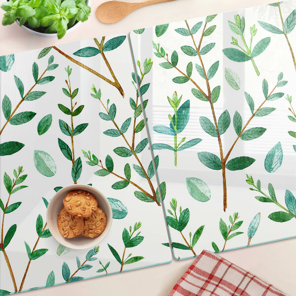 Tabla de cocina Hojas y ramitas en verde