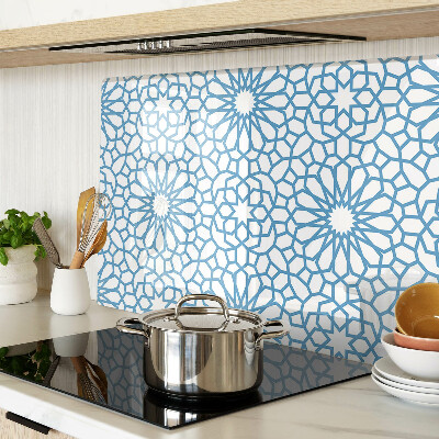 Tabla de cortar de cristal Motivo floral en tonos azules.