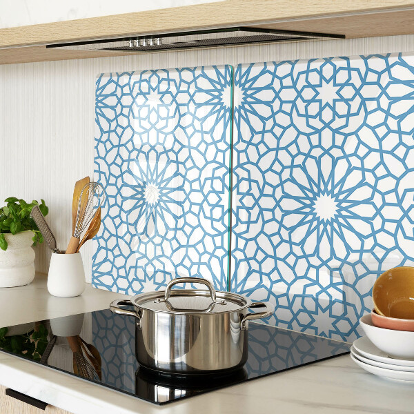 Tabla de cortar de cristal Motivo floral en tonos azules.