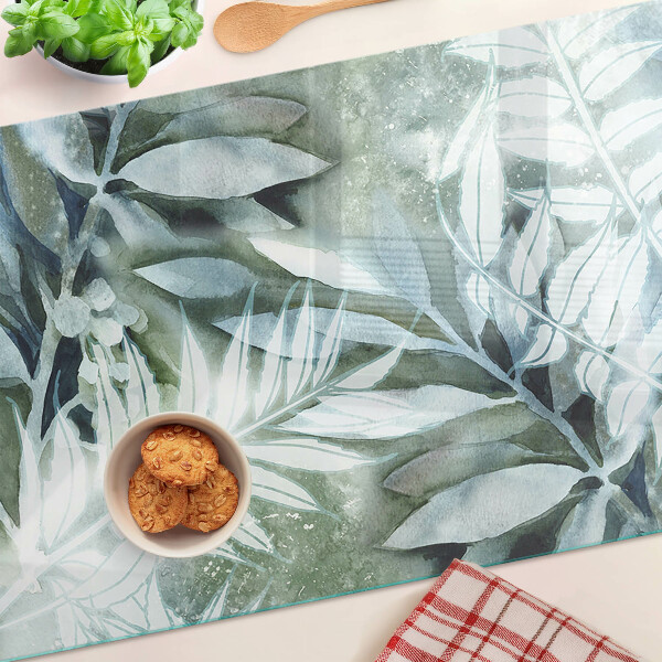Deska kuchenna szklana Liście tropikalne w pastelowych odcieniach