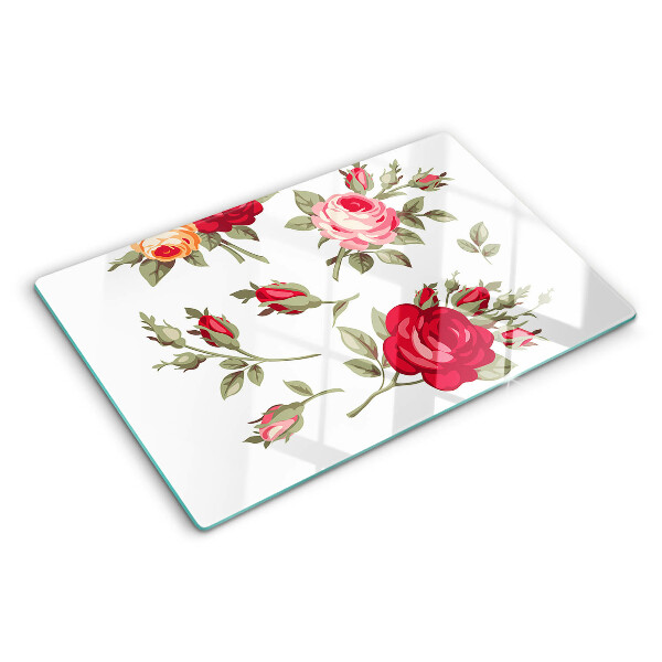Tabla de cortar de cristal Rosas vintage