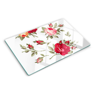 Tabla de cortar de cristal Rosas vintage