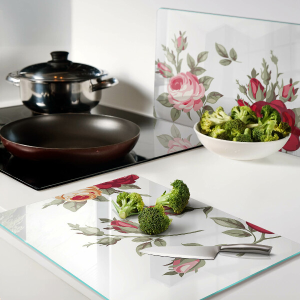 Tabla de cortar de cristal Rosas vintage