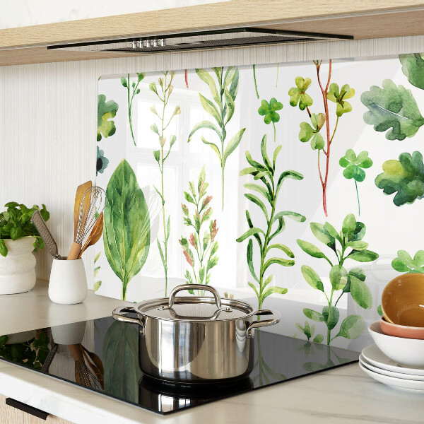 Tabla de cocina Patrones de plantas en tonos verdes.