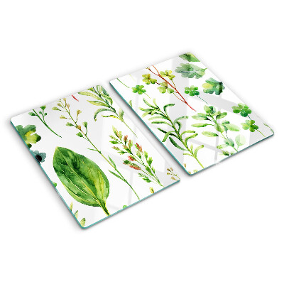 Tabla de cocina Patrones de plantas en tonos verdes.