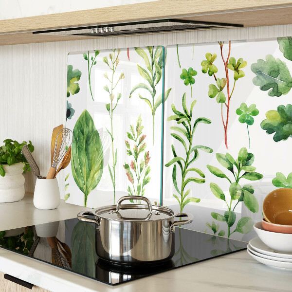 Tabla de cocina Patrones de plantas en tonos verdes.