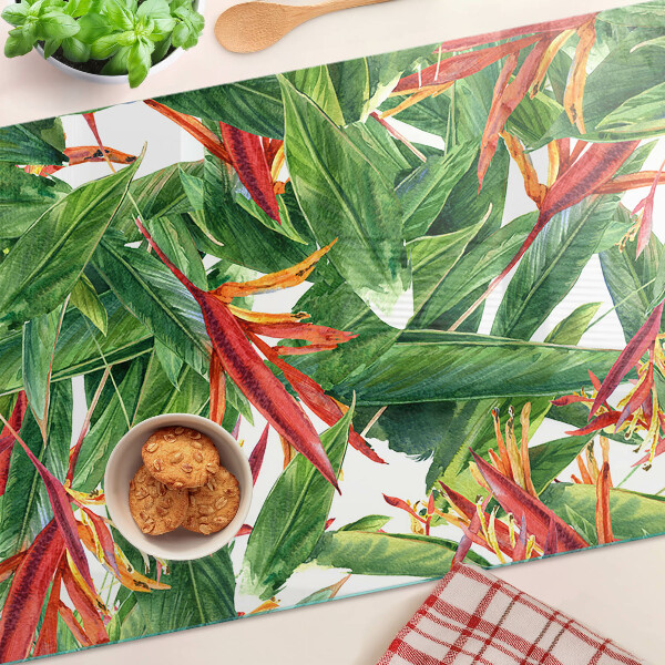 Tabla de cortar de cristal Hojas y flores tropicales