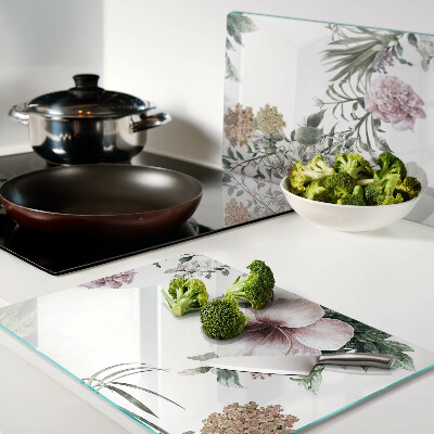 Szklana deska kuchenna Kwiatowy wzór z hibiskusem