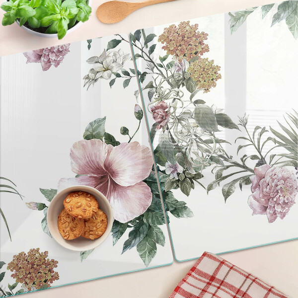Szklana deska kuchenna Kwiatowy wzór z hibiskusem