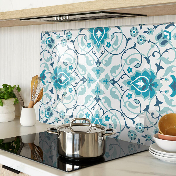 Tabla de cortar de cristal Estampado floral en tonos azules