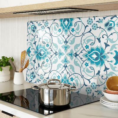 Tabla de cortar de cristal Estampado floral en tonos azules