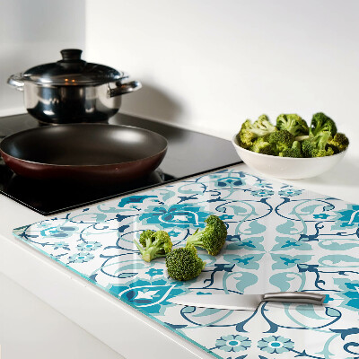 Tabla de cortar de cristal Estampado floral en tonos azules