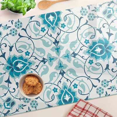 Tabla de cortar de cristal Estampado floral en tonos azules