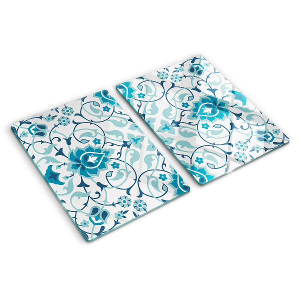 Tabla de cortar de cristal Estampado floral en tonos azules