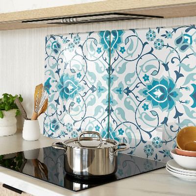 Tabla de cortar de cristal Estampado floral en tonos azules