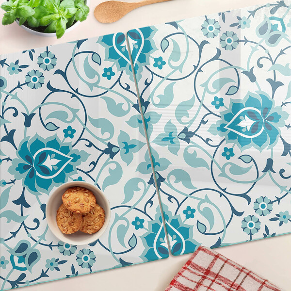 Tabla de cortar de cristal Estampado floral en tonos azules