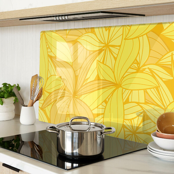 Tabla de cocina Hojas amarillas en estilo tropical.