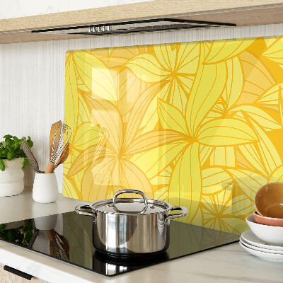 Tabla de cocina Hojas amarillas en estilo tropical.