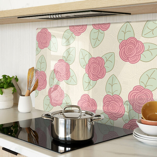 Tabla de cortar de cristal Rosas en las hojas