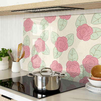 Deska kuchenna szklana Róże na liściach