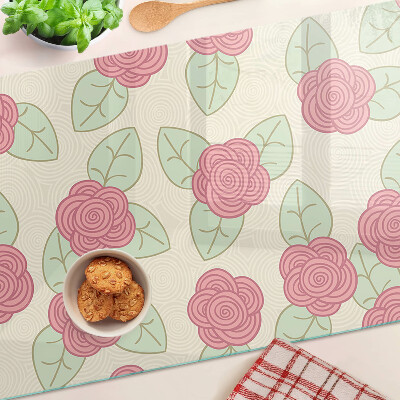 Tabla de cortar de cristal Rosas en las hojas