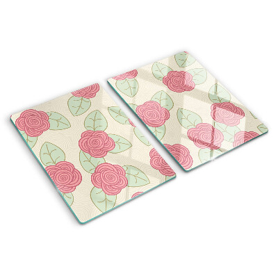 Tabla de cortar de cristal Rosas en las hojas