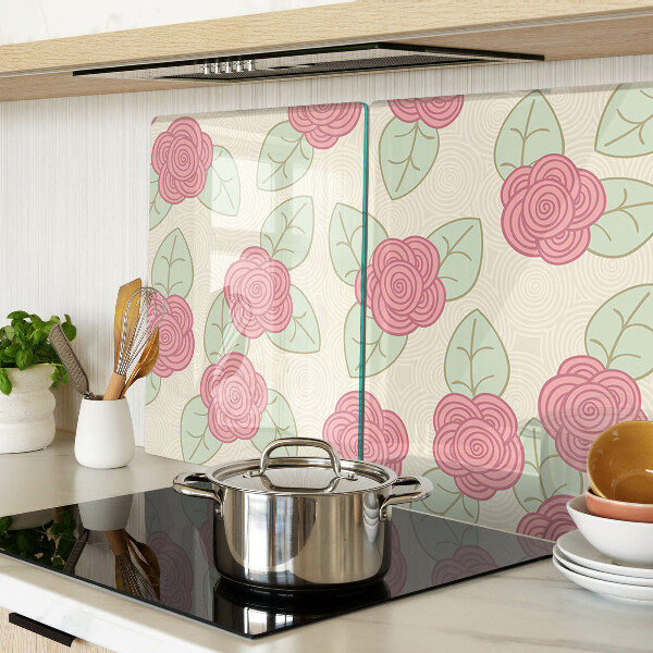 Deska kuchenna szklana Róże na liściach