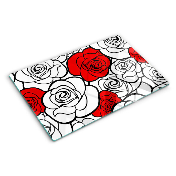 Tabla de cocina Rosas en blanco y rojo