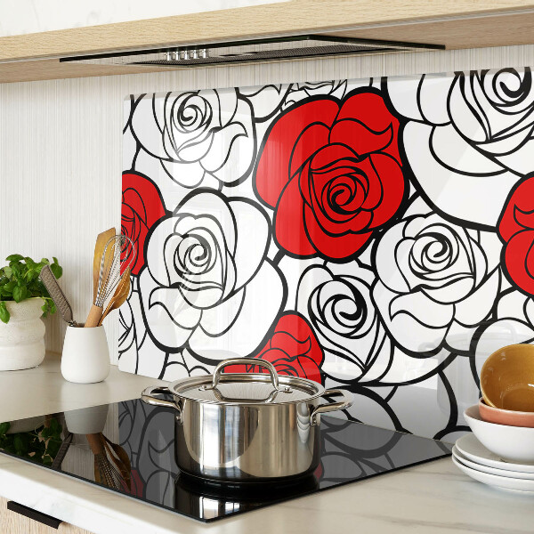 Tabla de cocina Rosas en blanco y rojo