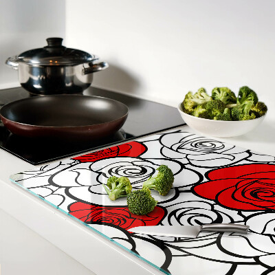 Tabla de cocina Rosas en blanco y rojo