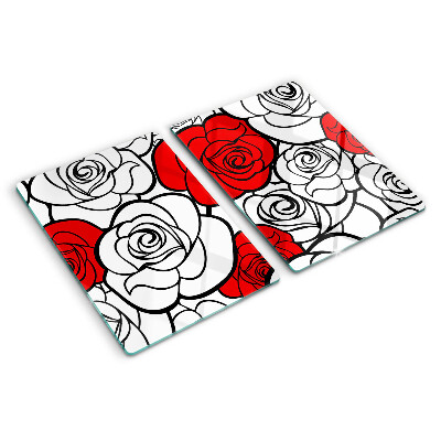 Tabla de cocina Rosas en blanco y rojo