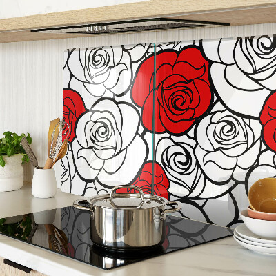 Tabla de cocina Rosas en blanco y rojo