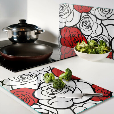 Tabla de cocina Rosas en blanco y rojo