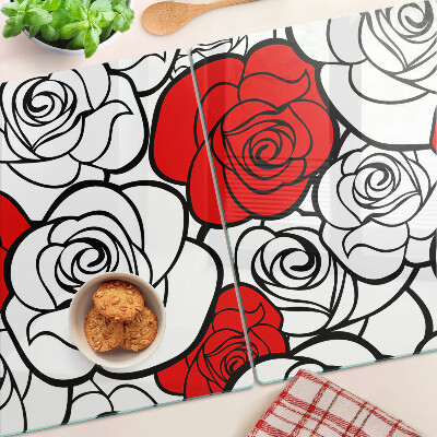 Tabla de cocina Rosas en blanco y rojo