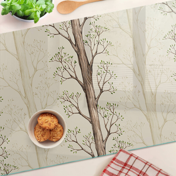 Tabla para cortar Patrón de ramas de árboles con hojas