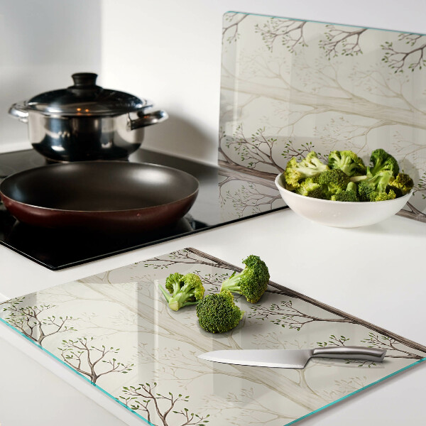 Tabla para cortar Patrón de ramas de árboles con hojas