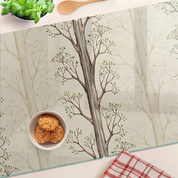 Szklana deska do krojenia Wzór gałęzi drzew z liśćmi