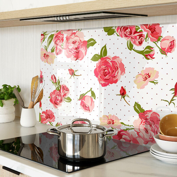 Tabla de cortar de cristal Rosas sobre fondo blanco