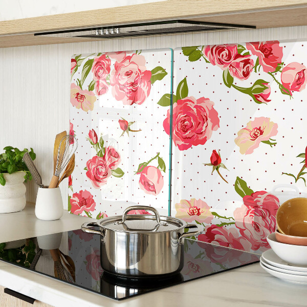 Tabla de cortar de cristal Rosas sobre fondo blanco