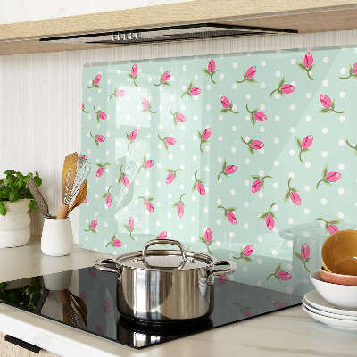 Tabla para cortar Tulipanes rosas sobre fondo verde