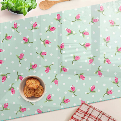 Tabla para cortar Tulipanes rosas sobre fondo verde