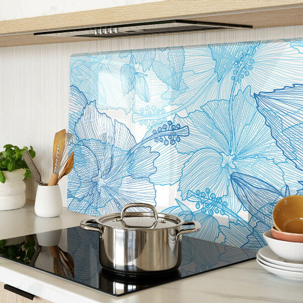 Tabla de cortar de cristal Estampado floral en tonos azules