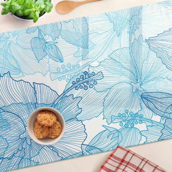 Tabla de cortar de cristal Estampado floral en tonos azules