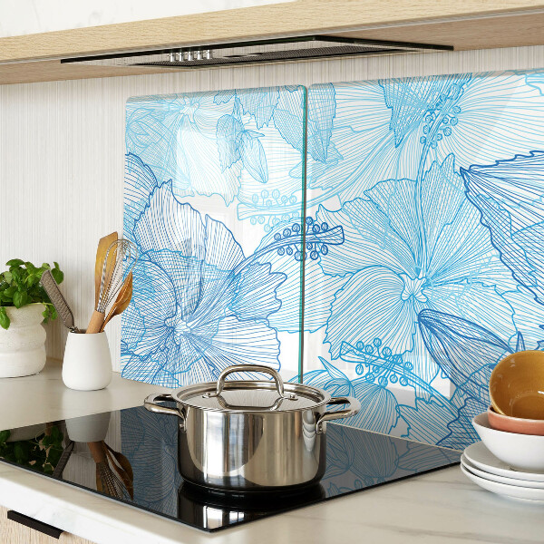 Tabla de cortar de cristal Estampado floral en tonos azules