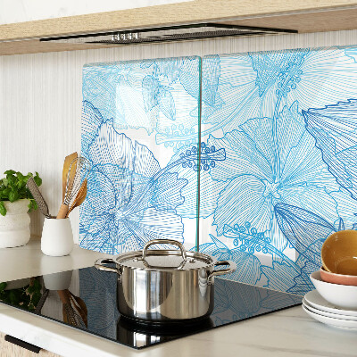 Tabla de cortar de cristal Estampado floral en tonos azules