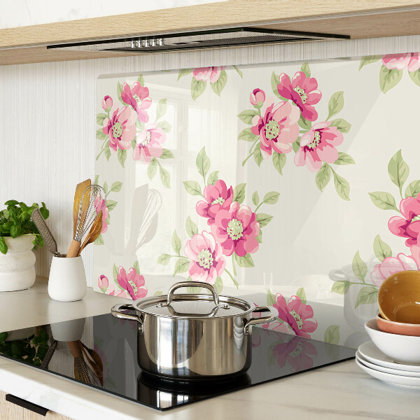 Tabla de cortar de cristal Flores en tonos rosa