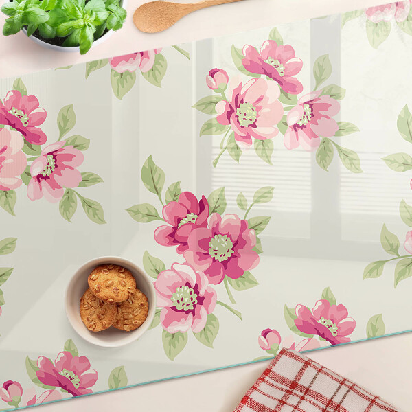 Tabla de cortar de cristal Flores en tonos rosa