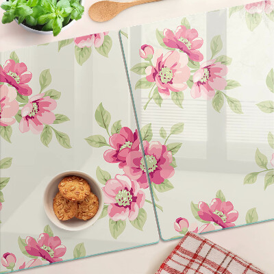 Tabla de cortar de cristal Flores en tonos rosa