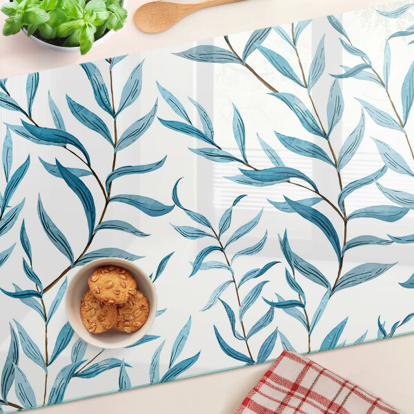 Tabla de cortar Hojas en tonos azules