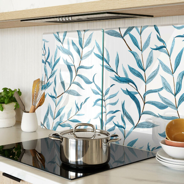 Szklana deska kuchenna Liście w odcieniach niebieskiego